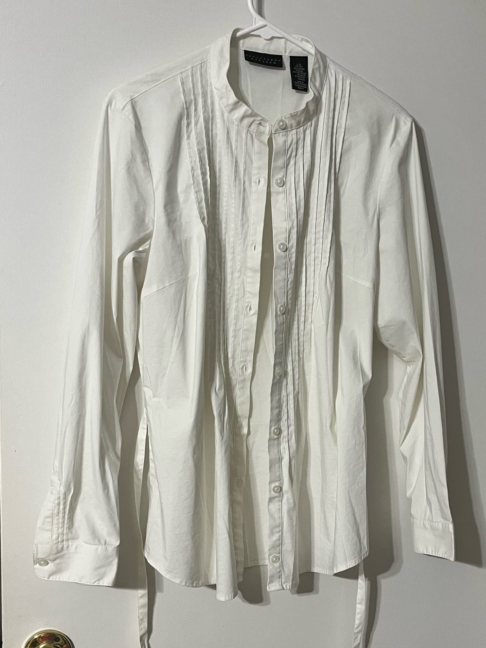 🤍 Apostrophe Stretch Pleated Blouse with Belt
